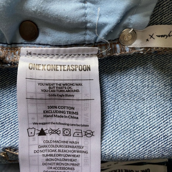 ONE Teaspoon “Brandos” Jean Shorts Relaxed Fit Long Rise Button Fly Size 24 - Picture 12 of 16